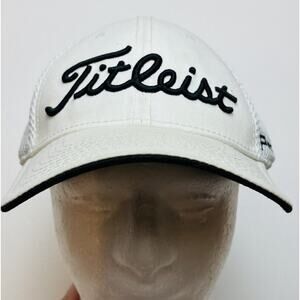 Titleist Pro V1 FootJoy Hat Cap Fitted White Embroidered Mesh Back Golf Active